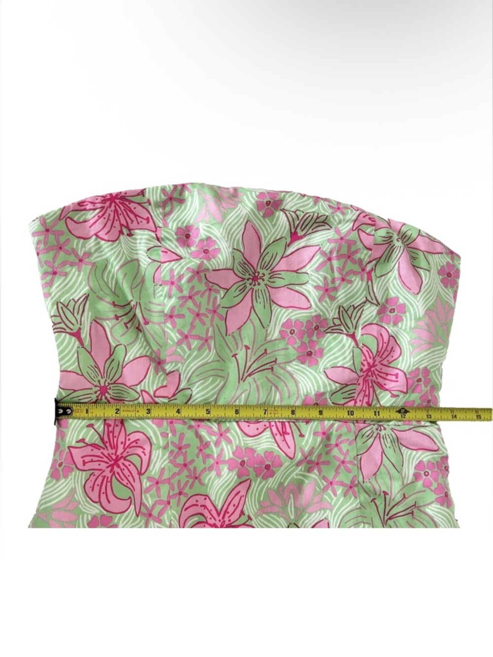 Lilly Pulitzer | Corrina Dress Size 6 Green Clover Strapless Cotton - Picture 12 of 14